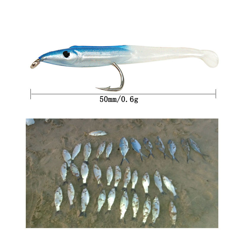 Fábrica al por mayor Pesca de Mar Luya cebo con gancho Anguila 5cm/0,6g T cola cebo suave cebo de insectos cebo biónico