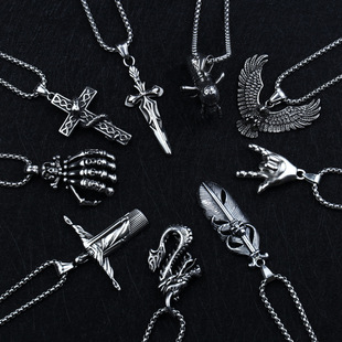 Titanium Steel Non-Fading Hip-Hop Personalized Cross Necklace Men's Hiphop Pendant Trendy Pendant Accessories Sweater Chain Women