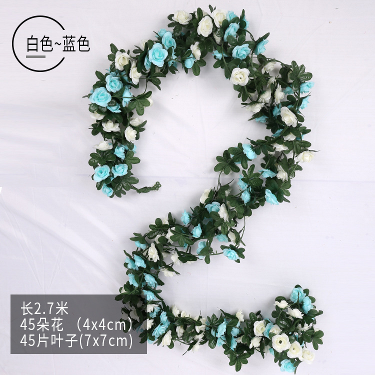 Enredadera de rosas artificiales con 45 cabezas - Decoraciones florales artificiales para bodas, enredaderas de flores de seda y vegetación sintética