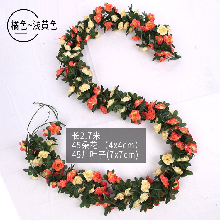 Enredadera de rosas artificiales con 45 cabezas - Decoraciones florales artificiales para bodas, enredaderas de flores de seda y vegetación sintética