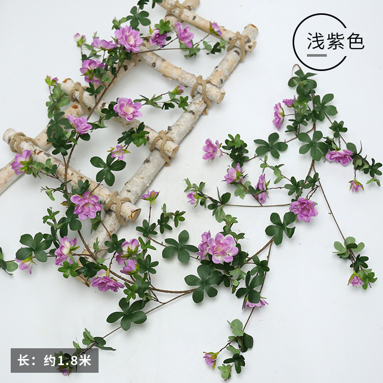 Enredadera de rosas artificiales con 45 cabezas - Decoraciones florales artificiales para bodas, enredaderas de flores de seda y vegetación sintética