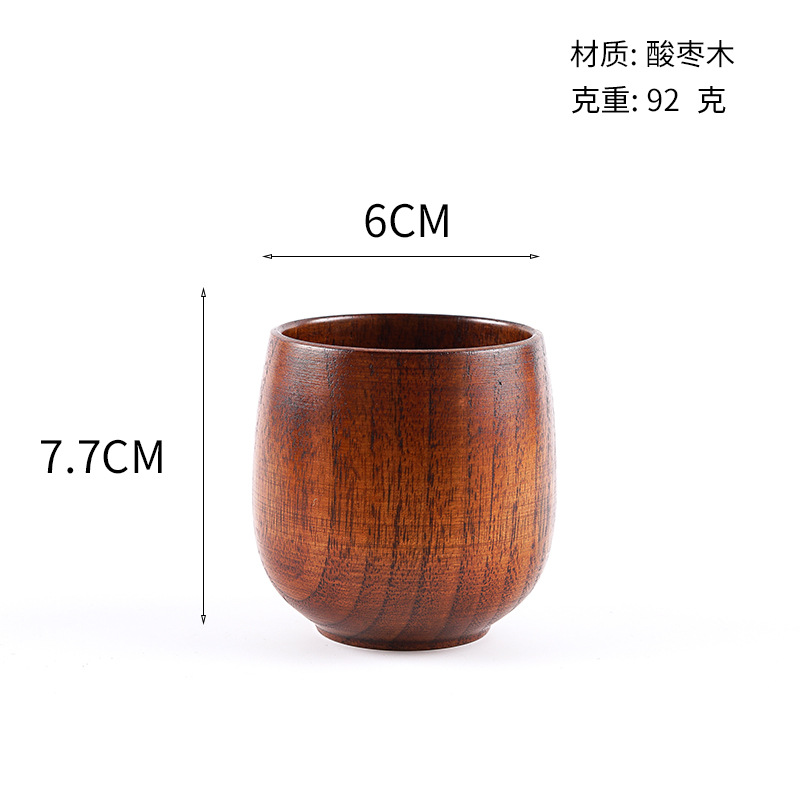 Taza de madera de jujube carbonizada de gran tamaño, creativa, para vino, cerveza, té, con caja de regalo, de madera maciza carbonizada, para exportación.
