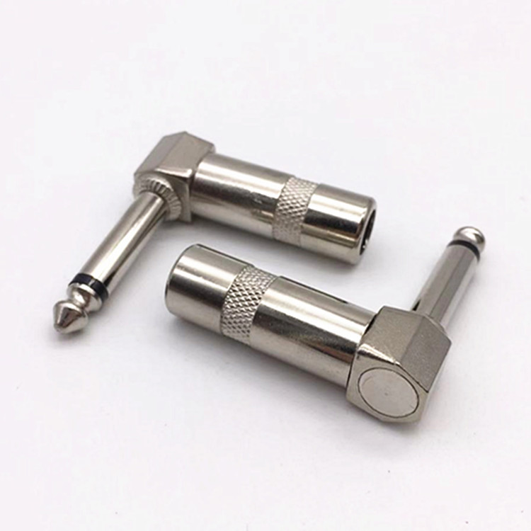 6.35mm直角单声道吉他插头 90度弯头6.5大二芯音频话筒功放接头