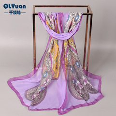 5th Month European and American New Retro Small Floral Print Chiffon Scarf Wholesale Yiwu Women's Small Fabric Scarf Gift Scarf