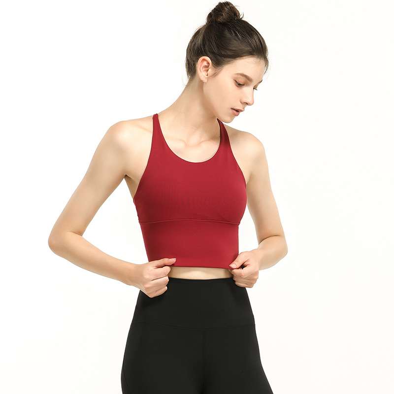 Europa y América sexy correa delgada belleza espalda deportes ropa interior a prueba de golpes correr de secado rápido push up correa yoga sujetador chaleco desgaste exterior