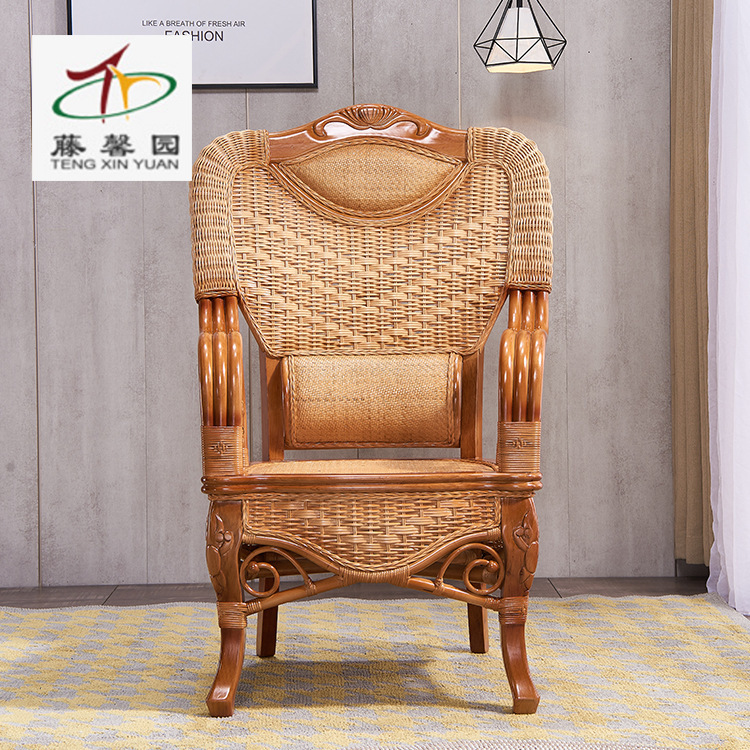 Factory wholesale rattan classical Chinese furniture rattan chair Tengyi leisure high back Boss chair rattan office chair