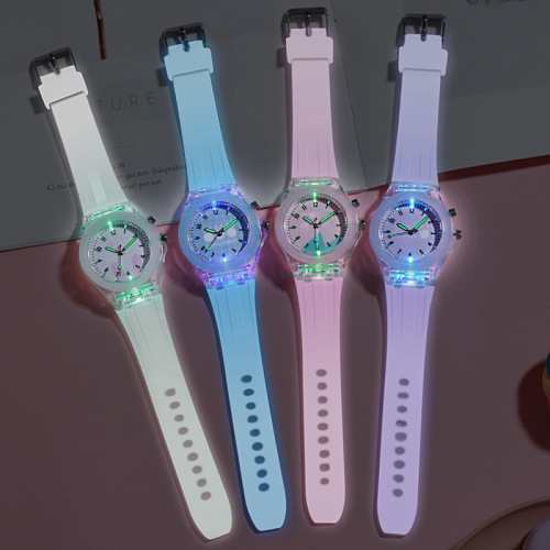 Silicone Night Light Student Watches, Cute Cartoon Quartz Watches for Children, Cross-Border Supply Source Watches, Low Price Wholesale