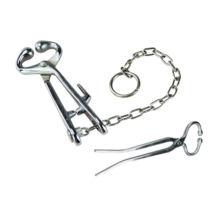 Alicates de Nariz de ganado de acero inoxidable clip de Nariz de ganado con cadena alicates de enlace de tracción de ganado dispositivo de mantenimiento de ganado equipo de cría de ganado