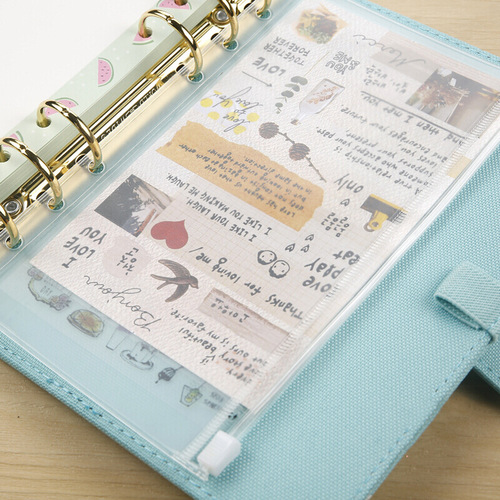 A5/A6 frosted PVC storage bag, loose-leaf notebook storage card bag, zipper bag, zipper bag, information loose-leaf bag