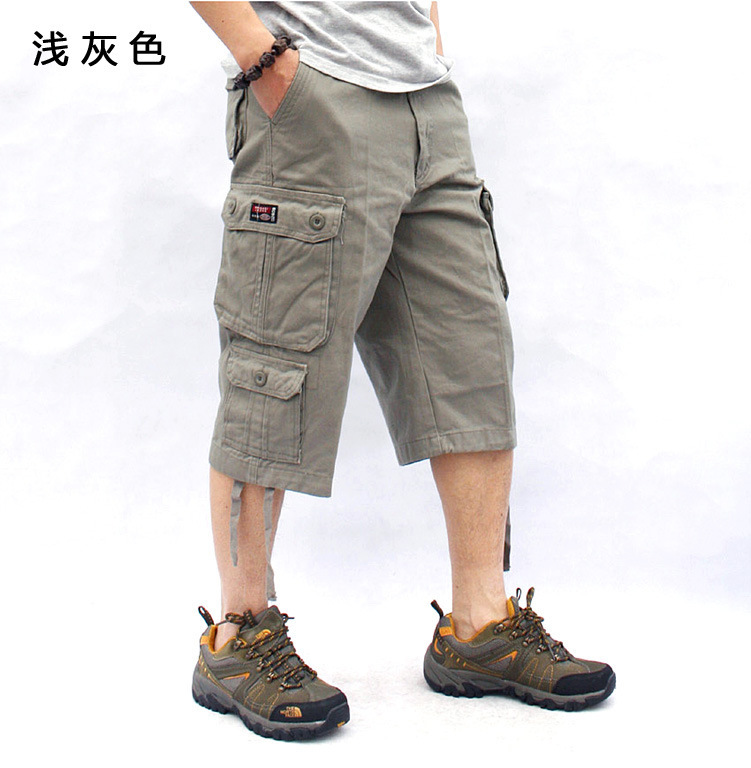 Verano hombres recortada trajes moda marca suelta más tamaño algodón recortada shorts hombres grasa color sólido recortada Pantalones