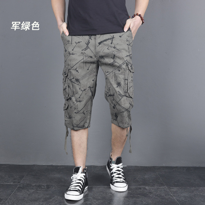 Verano hombres recortada trajes moda marca suelta más tamaño algodón recortada shorts hombres grasa color sólido recortada Pantalones