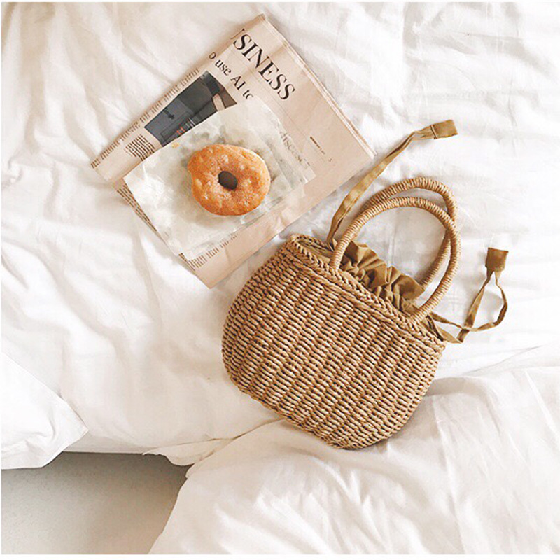 Bolso tejido hecho a mano bolsa de playa de vacaciones bolso de mujer bolso tejido bolso de paja transfronterizo Venta caliente entrega de una pieza