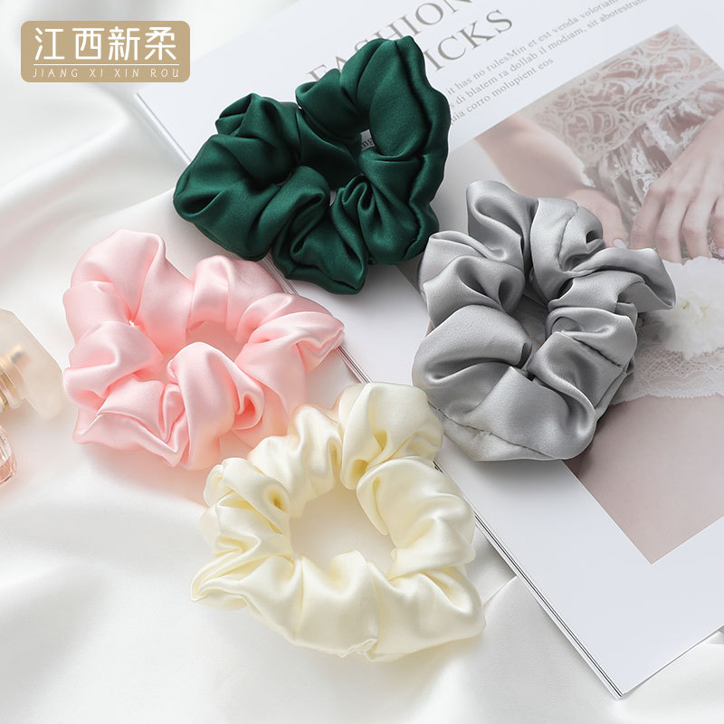 Anillo de pelo de seda artificial ins Wind Net rojo color sólido anillo de pelo de intestino grueso estilo coreano simple anillo de intestino grueso pequeña cuerda de pelo de hadas al por mayor