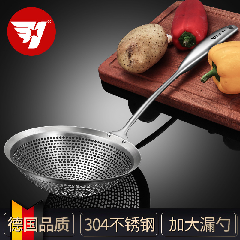 Sus304 cucharas de acero inoxidable con grandes fugas, cucharas de drenaje, utensilios de cocina, ollas calientes, filtros de fritura, fabricantes al por mayor image 3