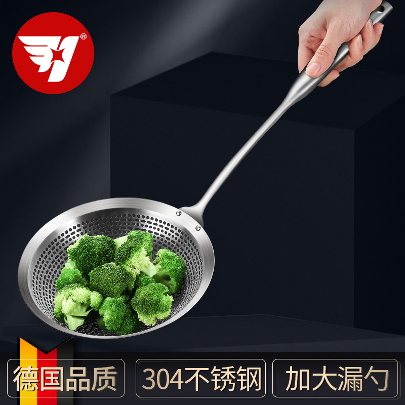 Sus304 cucharas de acero inoxidable con grandes fugas, cucharas de drenaje, utensilios de cocina, ollas calientes, filtros de fritura, fabricantes al por mayor image 2