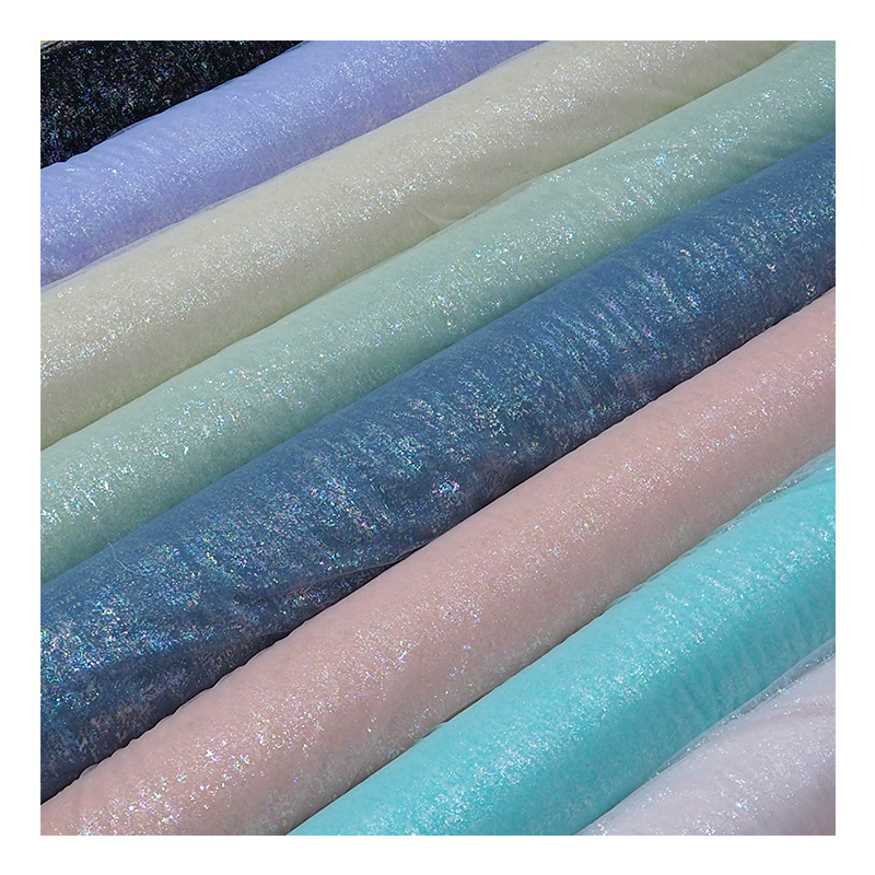 Xiaoyuan spot nueva ropa de niñas fantasía de color desordenado punto de estampado dorado hilo de malla de estrellas tela de embalaje de flores