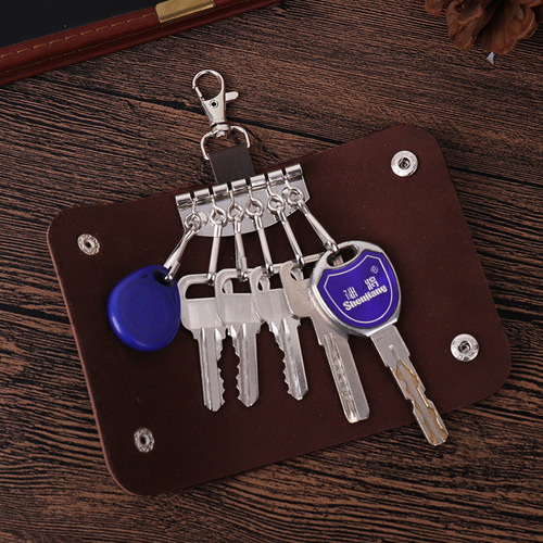 Factory Wholesale Household Key Purse Pure Color PU Leather Durable Key Purse for Rent Collection Promotion Gift