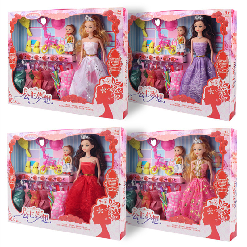 Gift Giving Lele Barbie Children's Set Big Gift Box Princess Wedding Dress Kindergarten Play House Toy Girl Doll
