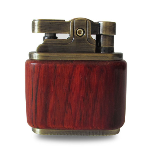 Manufacturer wholesale rosewood green sandalwood kerosene rocker lighter men's retro copper old nine-door nostalgic creative lettering