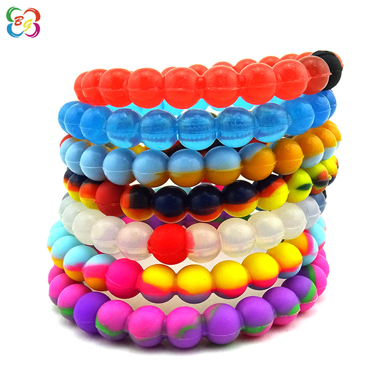 Explosiones transfronterizas cuentas transparentes pulseras de silicona teñidas pulseras de rosario de color mixto pulseras de niños pulseras joyas personalizadas al por mayor