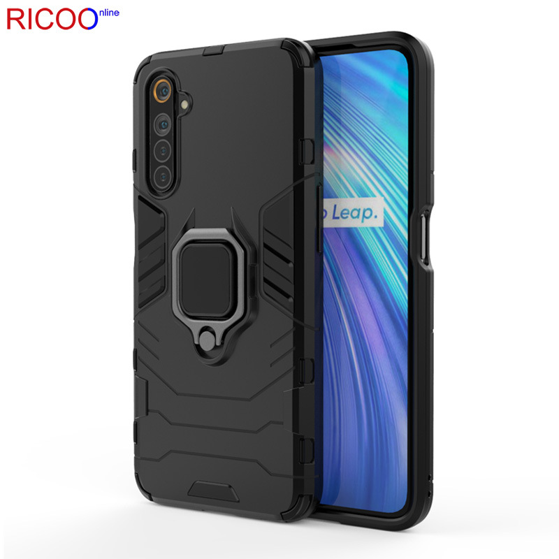 跨境适用OPPO Realme C15指环支架保护壳 A52创意黑豹铠甲防摔套