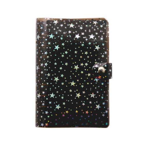 New star-filled transparent PVC binder notebook 6-hole simple A5A6 shell snap-on handbook loose-leaf notebook