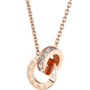 Golden necklace stainless steel, does not fade, 18 carat, pink gold