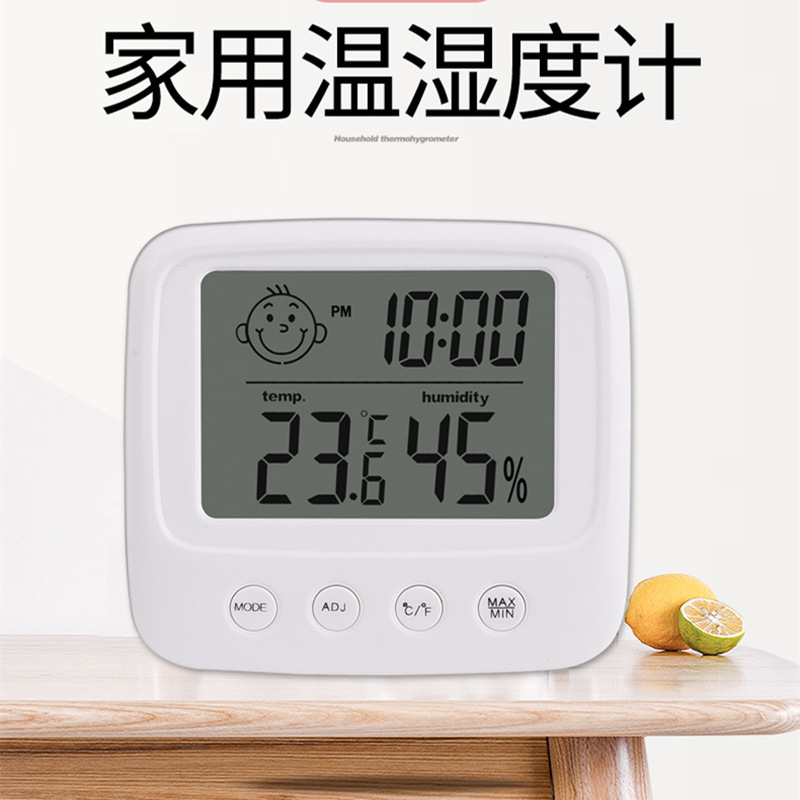 E0828 디지털 온도 및 습도 측정기 다기능 온도 및 습도 측정기 시간 및 날짜 전자 온도계 습도계