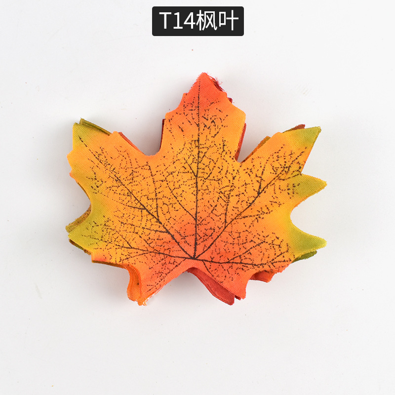 T14 verde oscuro borde amarillo hoja de arce (100 piezas)