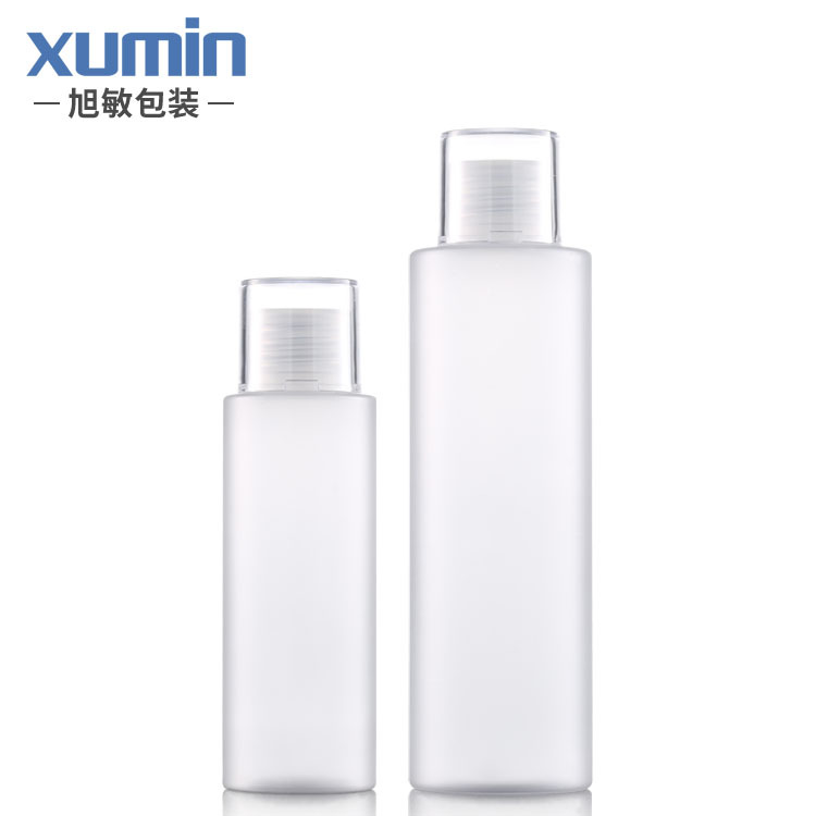 En stock esmerilado de plástico PET 100ML200ML botella de cubierta de rocío puro como cubierta de doble capa de tóner botella vacía Xumin