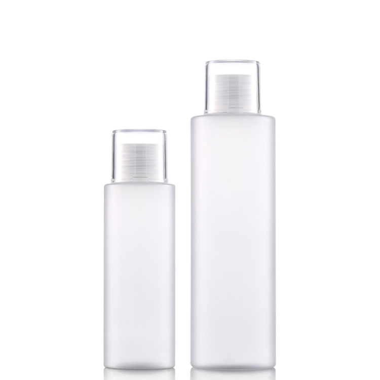 En stock esmerilado de plástico PET 100ML200ML botella de cubierta de rocío puro como cubierta de doble capa de tóner botella vacía Xumin
