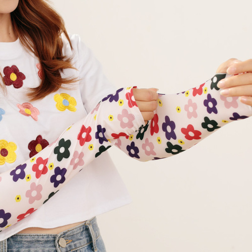 New Summer Sun Protection Sleeve for Women, Cute Ice Silk Cold Sensation Ice Sleeves, Arm Sleeve Protection, Printed Cycling Sports Sleeve