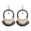 Ethnic woven retro earrings handmade with tassels, European style, ethnic style, boho style