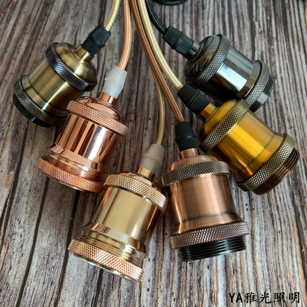 Lámpara de Filamento Estilo Retro con Cable Colgante, Portalámparas de Aluminio con Casquillo de Rosca y Cable, Negro Perla.
