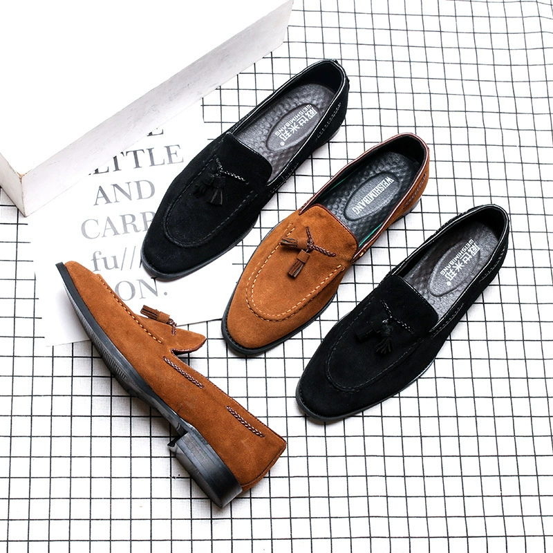 Новинка 2024, модная британская обувь, официальная деловая кожаная обувь с кисточками, мужская повседневная мужская обувь без шнуровки с низким берцем и острым носком, летняя обувь