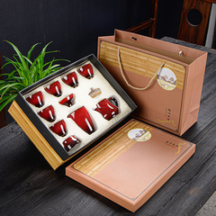 Kiln Transformed Kung Fu Tea Set, Ceramic Brushed Teapot, Teacup Gift Box, Dragon Boat Festival Gifts for Commercial Activities