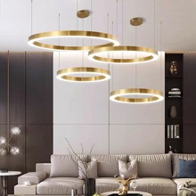厂家销售后现代圈圈亚克力吊灯办公室客厅圆圈吊灯简约圆环LED灯