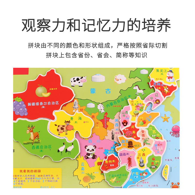 Mapa chino rompecabezas juguetes educativos para niños desarrollo de inteligencia 3-4-6 años 8 niñas niños bloques de construcción mundo magnético