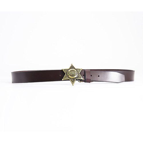 Men's Fashion American Sheriff Retro Leather Belt Cross-border Apparel Accessories European and American Brand Pants Belt