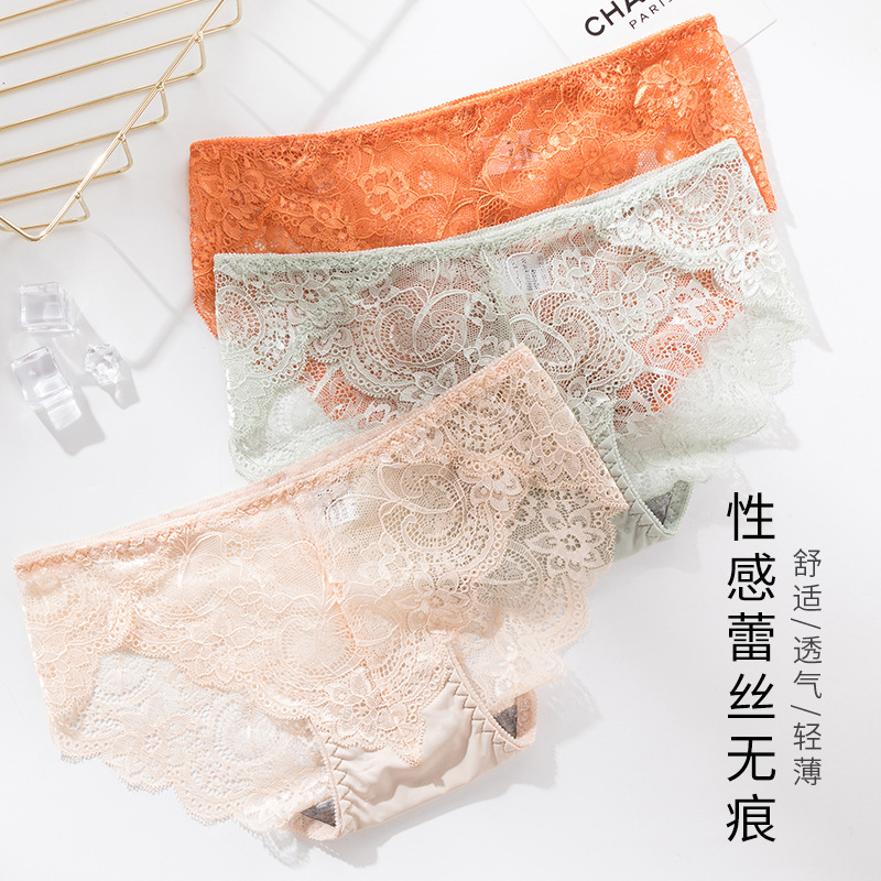 Bragas de mujer de algodón sexy floral con borde de encaje, bragas de mujer japonesas cómodas y agradables para la piel