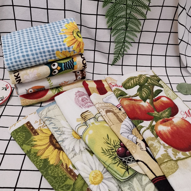 [Source Manufacturer] Foreign Trade Printing Nordic Adult Printing Cut Fleece Cotton American Towel Tea Towel Face Towel