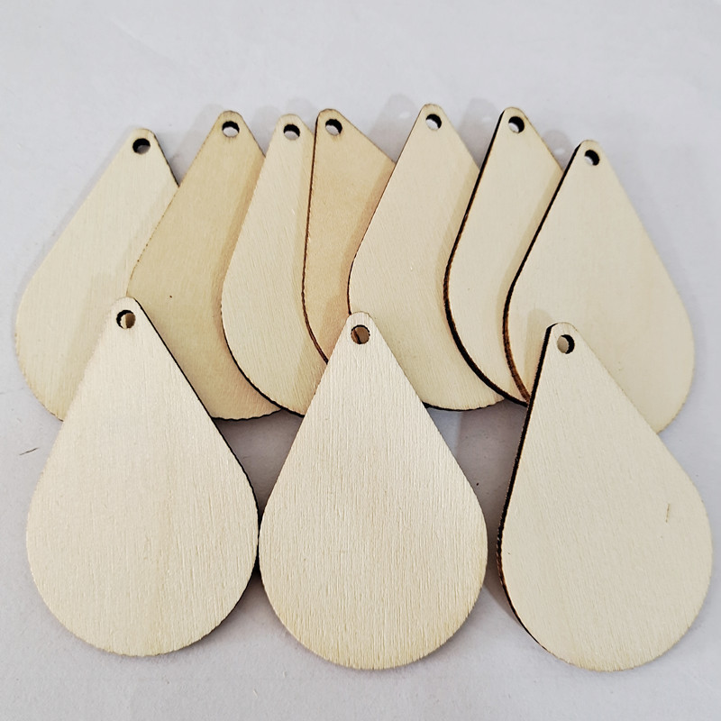 Factory direct spot DIY jewelry water drop shape log color wood painted hanging ornaments with holes earrings accessories