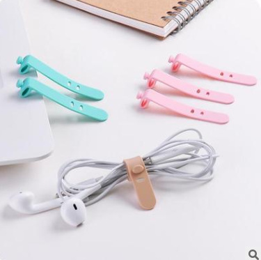 Correa de silicona de color caramelo anti-perdida Almacenamiento de auriculares cinta flexible cable de datos Cable de trampa organizador Winder