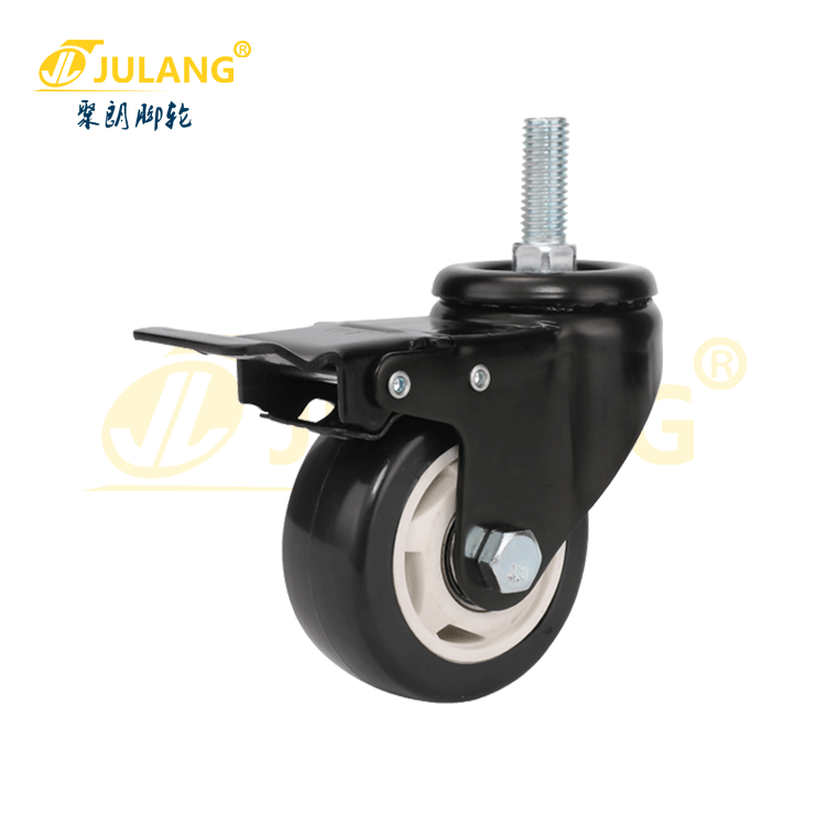 Rueda Giratoria Industrial de Poliuretano de 3, 4 y 5 Pulgadas con Freno para Carritos de Mano
