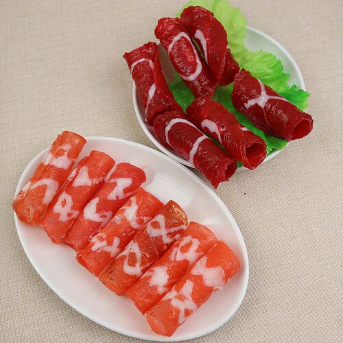 Simulated mutton rolls, beef rolls, fat beef rolls, fake meat cooked food models, food props, hot pot restaurant decoration supplies