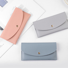 时尚日韩薄款钱包 简约纯色手拿式大容量卡包 便携式方形手提包