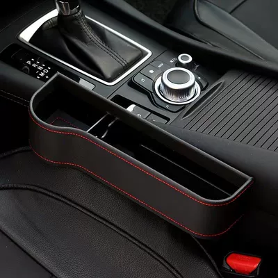 Car storage bag/box car seat gap storage box - leather-black-driver