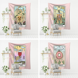 Factory Direct Supply Cross-border Pink Tarot Series Printed Home Tapestries Wall Hanging Beach Towel Beach Sitting Blanket