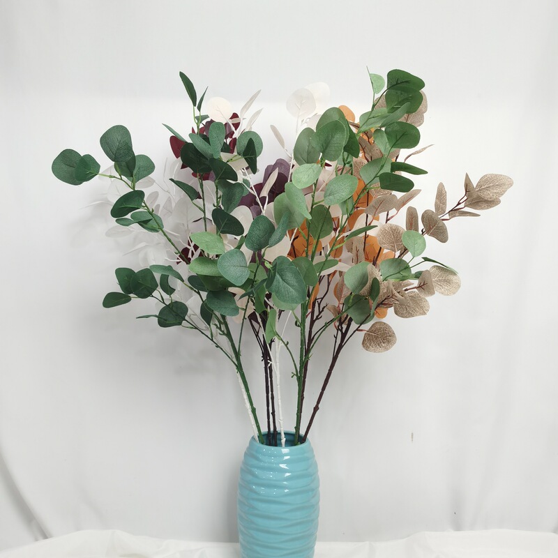 Artificial single eucalyptus leaf high branch wedding decoration money leaf Apple leaf Nordic ins wedding Mori green plant