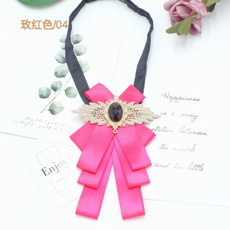 Pajarita jk diamantes de imitación corbata de seda negra corbata de lazo femenino cuello flor corbata broche ramillete pajarita negra uniforme